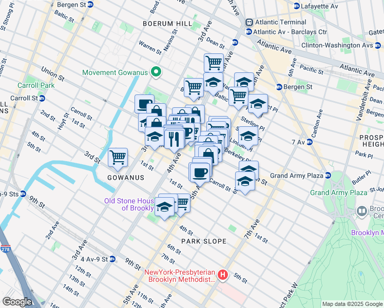 map of restaurants, bars, coffee shops, grocery stores, and more near in Brooklyn