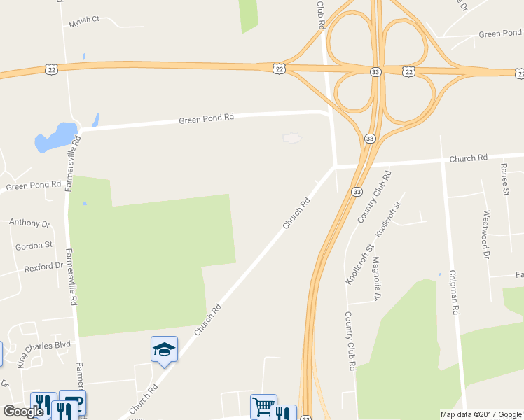 map of restaurants, bars, coffee shops, grocery stores, and more near 3719 Church Road in Easton