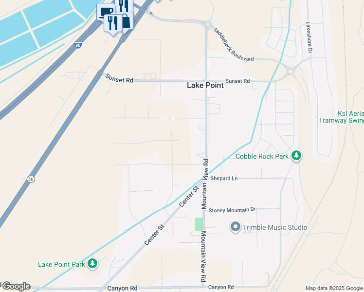 map of restaurants, bars, coffee shops, grocery stores, and more near 1668 East Corey's Way in Lake Point