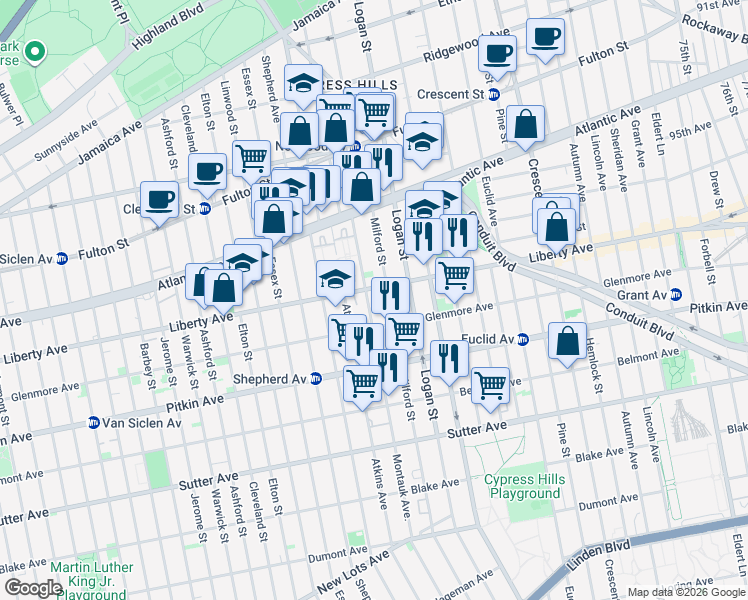 map of restaurants, bars, coffee shops, grocery stores, and more near in Brooklyn