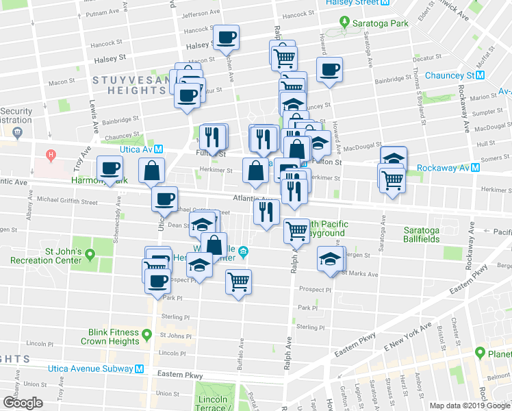 map of restaurants, bars, coffee shops, grocery stores, and more near in Brooklyn