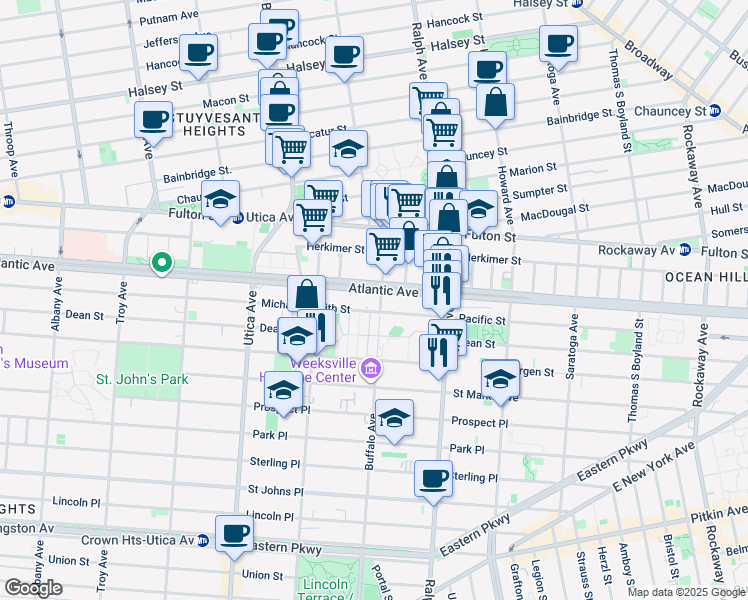 map of restaurants, bars, coffee shops, grocery stores, and more near in Brooklyn