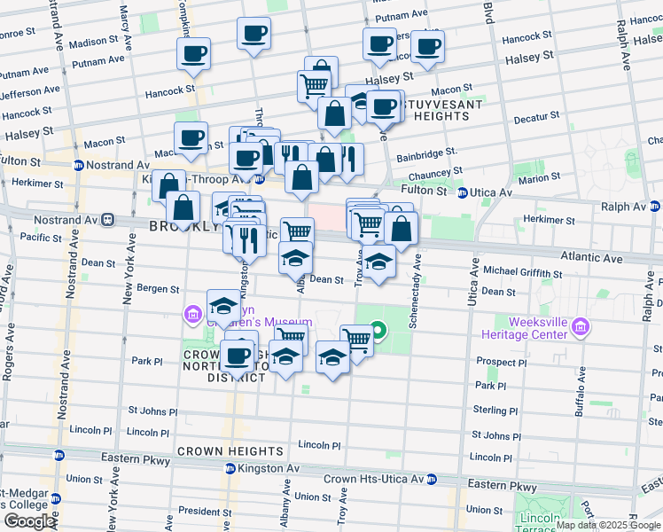 map of restaurants, bars, coffee shops, grocery stores, and more near in Brooklyn