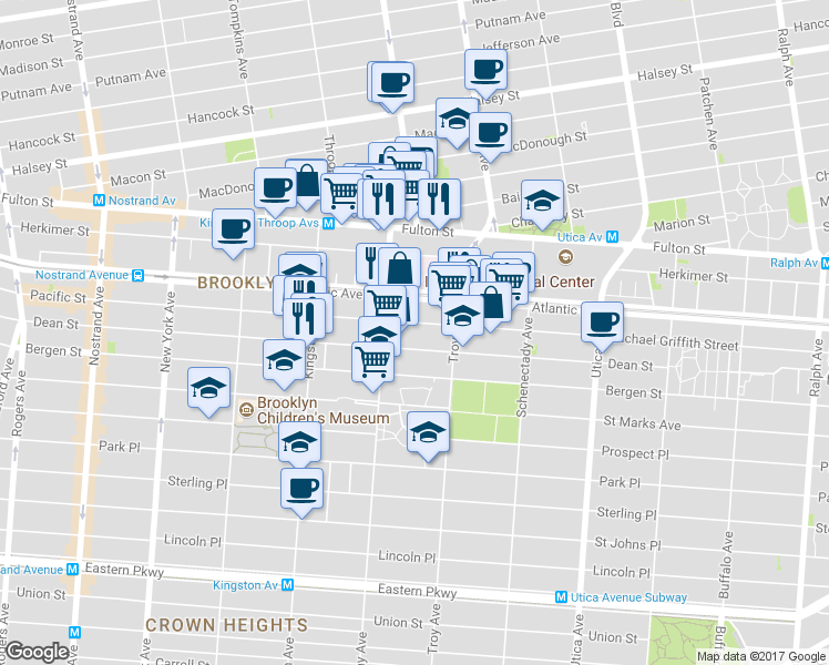 map of restaurants, bars, coffee shops, grocery stores, and more near in Brooklyn