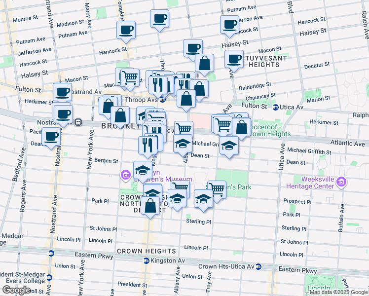 map of restaurants, bars, coffee shops, grocery stores, and more near 1508 Pacific Street in Brooklyn
