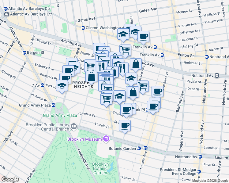 map of restaurants, bars, coffee shops, grocery stores, and more near in Brooklyn
