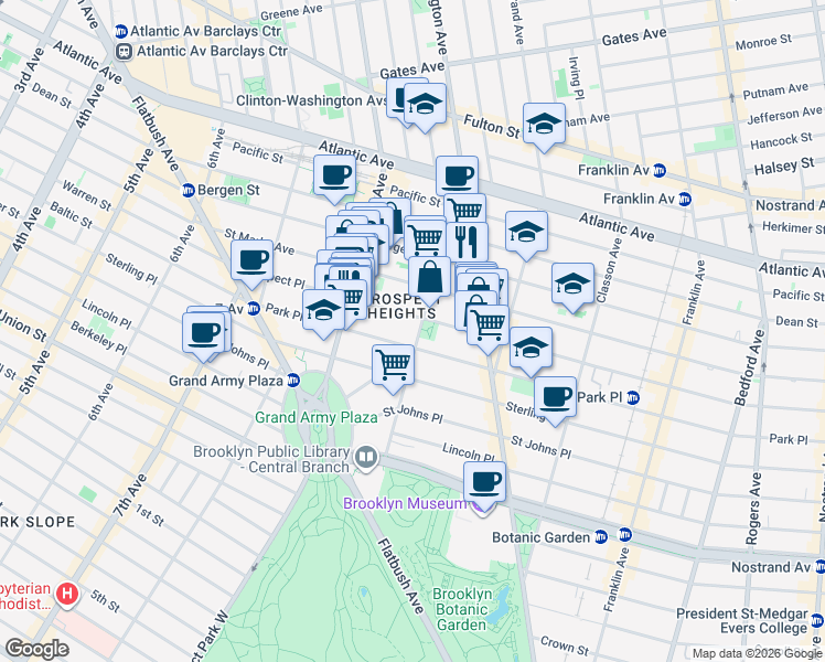 map of restaurants, bars, coffee shops, grocery stores, and more near in Brooklyn