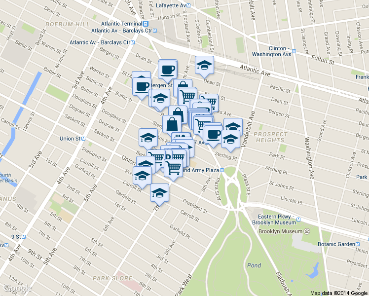 map of restaurants, bars, coffee shops, grocery stores, and more near in Brooklyn
