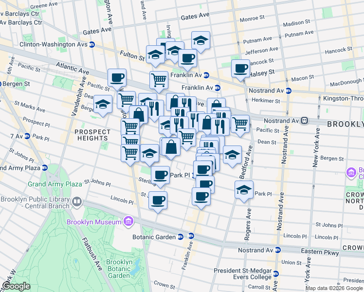 map of restaurants, bars, coffee shops, grocery stores, and more near 461 Saint Marks Avenue in Brooklyn