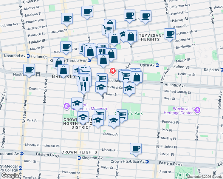 map of restaurants, bars, coffee shops, grocery stores, and more near in Brooklyn