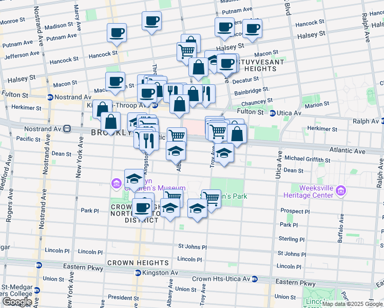 map of restaurants, bars, coffee shops, grocery stores, and more near in Brooklyn