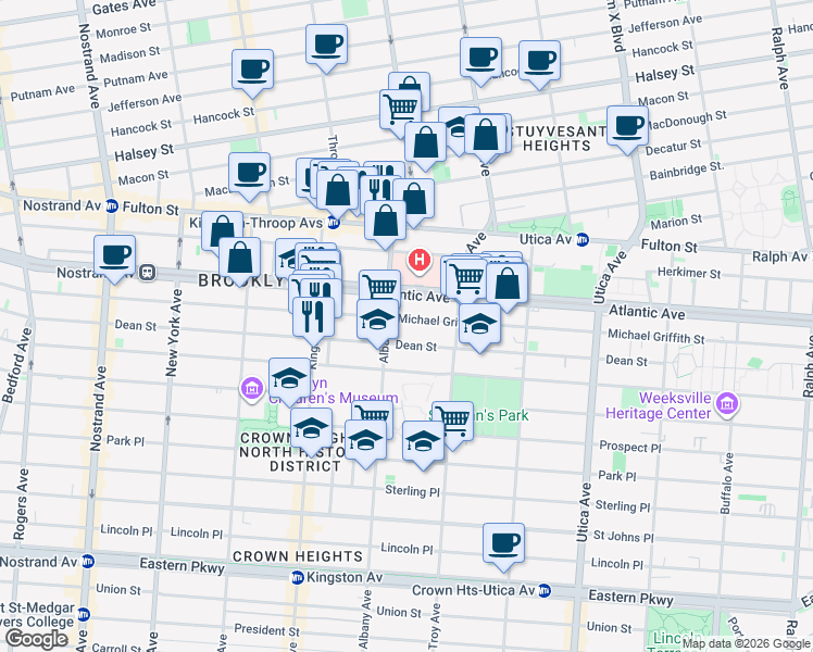 map of restaurants, bars, coffee shops, grocery stores, and more near in Brooklyn