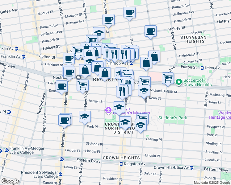 map of restaurants, bars, coffee shops, grocery stores, and more near 1436 Pacific Street in Brooklyn