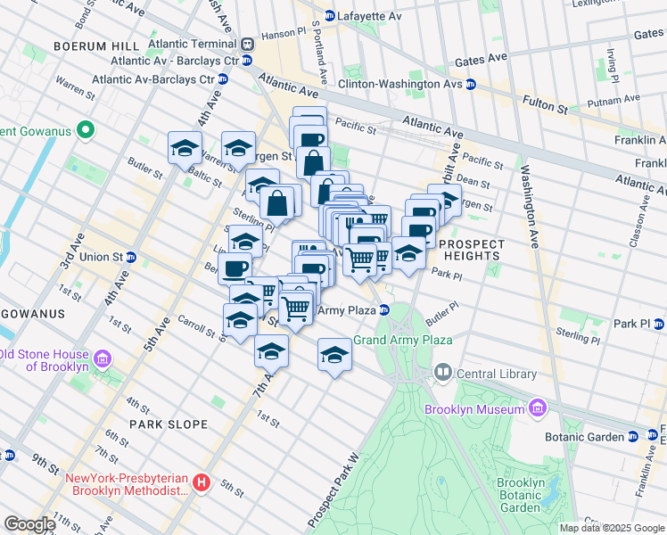 map of restaurants, bars, coffee shops, grocery stores, and more near in Brooklyn