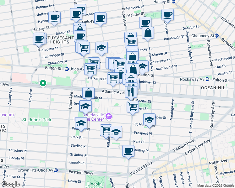 map of restaurants, bars, coffee shops, grocery stores, and more near in Brooklyn