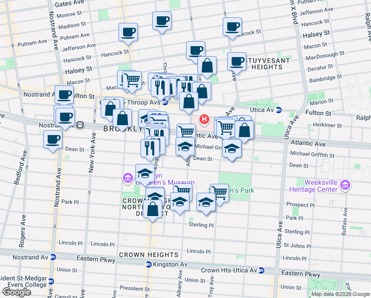 map of restaurants, bars, coffee shops, grocery stores, and more near 1508 Pacific Street in Brooklyn