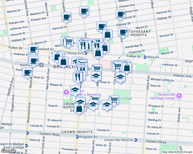map of restaurants, bars, coffee shops, grocery stores, and more near 1508 Pacific Street in Brooklyn
