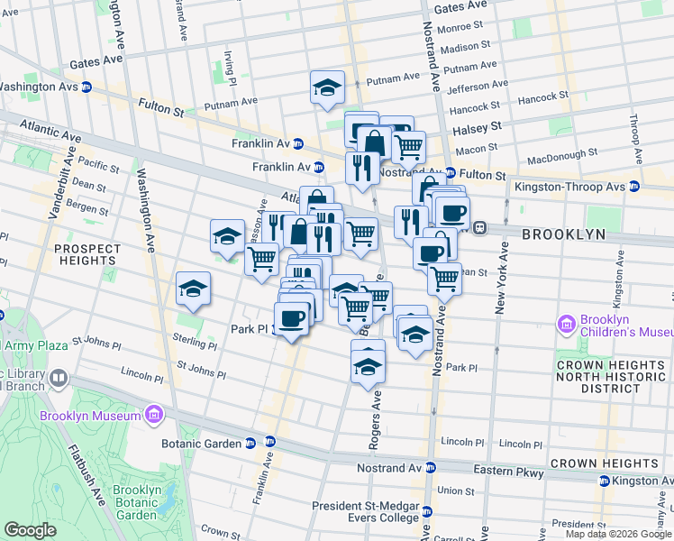 map of restaurants, bars, coffee shops, grocery stores, and more near 967 Bergen Street in Brooklyn
