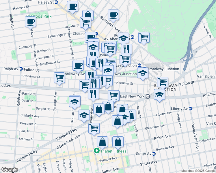 map of restaurants, bars, coffee shops, grocery stores, and more near in Brooklyn