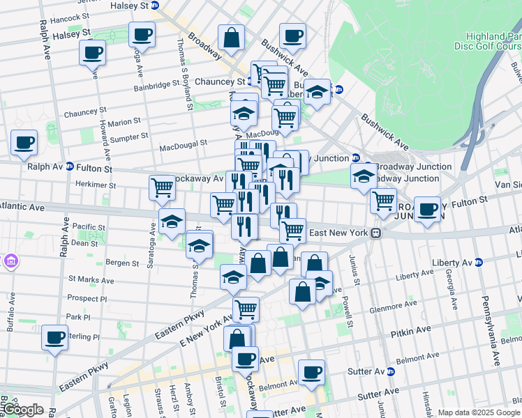 map of restaurants, bars, coffee shops, grocery stores, and more near 29 Monaco Place in Brooklyn