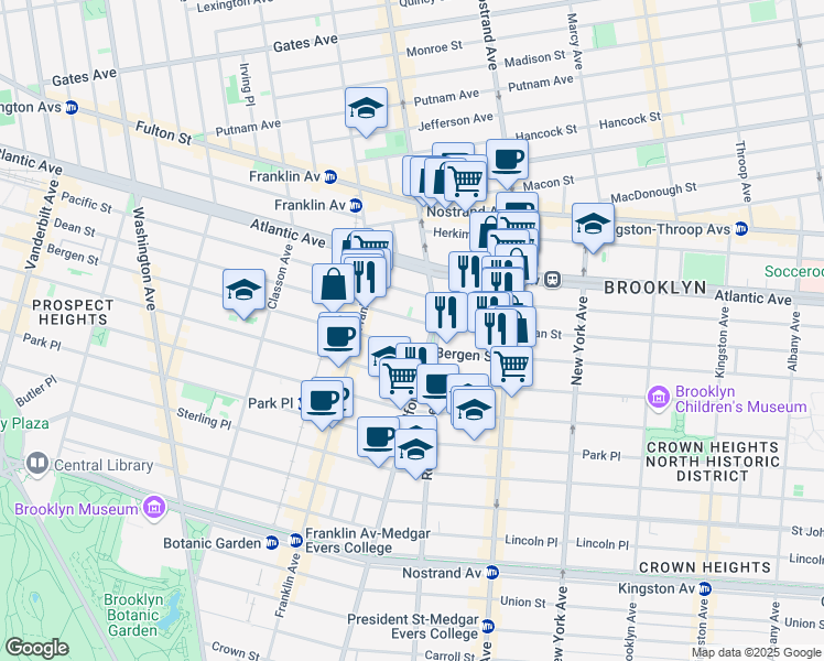 map of restaurants, bars, coffee shops, grocery stores, and more near in Brooklyn