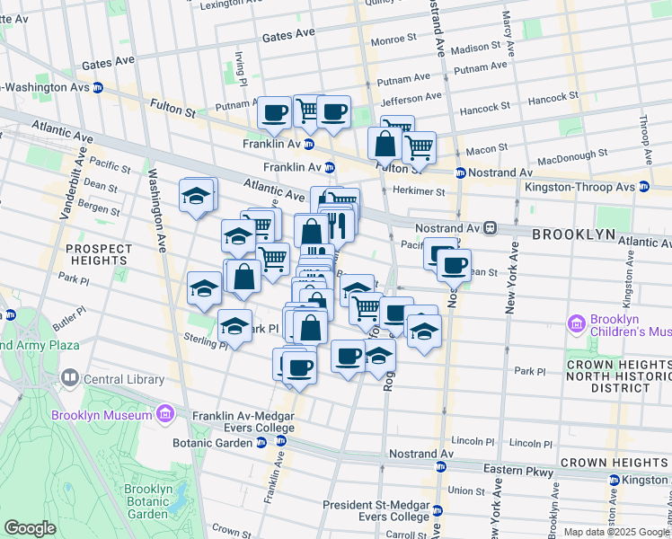 map of restaurants, bars, coffee shops, grocery stores, and more near 945 Bergen Street in Brooklyn