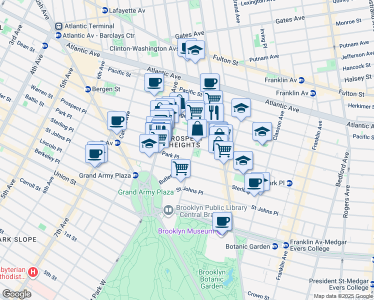 map of restaurants, bars, coffee shops, grocery stores, and more near in Brooklyn