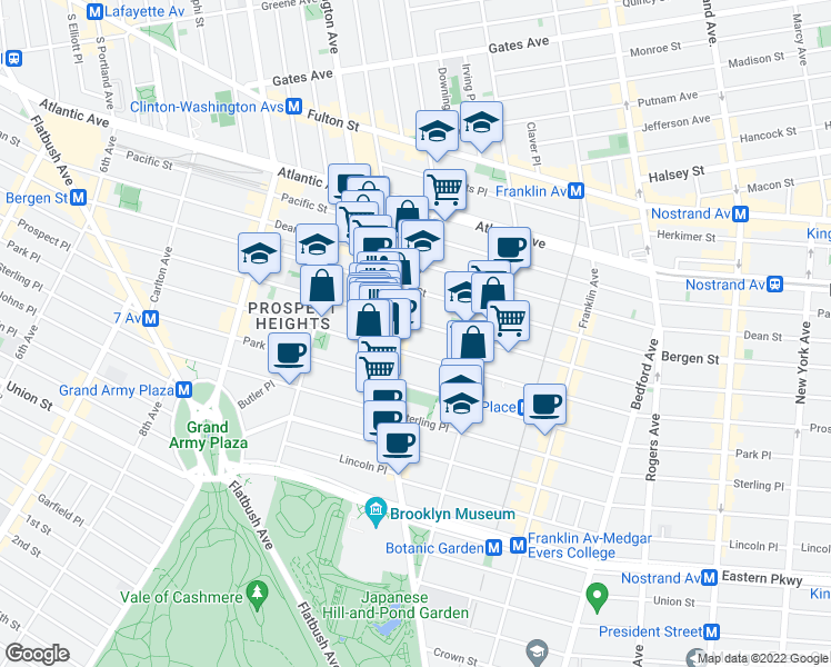 map of restaurants, bars, coffee shops, grocery stores, and more near 396 Saint Marks Avenue in Brooklyn