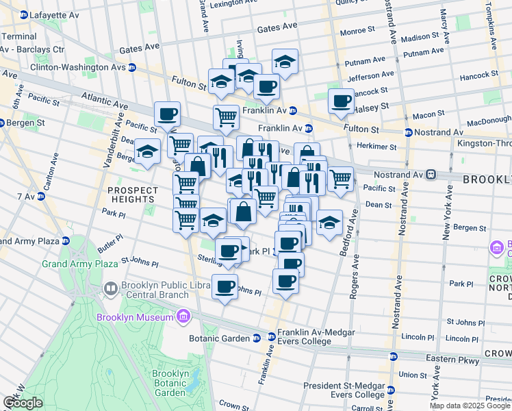 map of restaurants, bars, coffee shops, grocery stores, and more near in Brooklyn