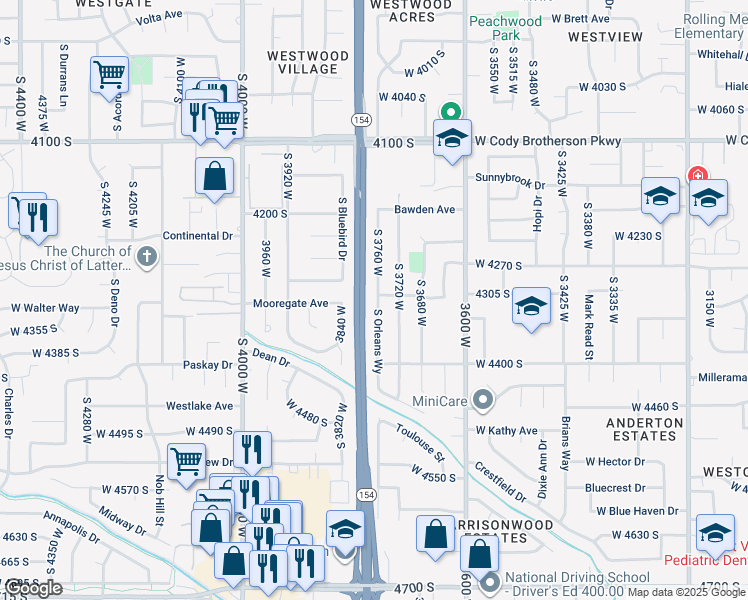 map of restaurants, bars, coffee shops, grocery stores, and more near 1316 South 3760 West in West Valley City