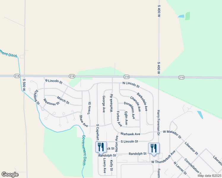 map of restaurants, bars, coffee shops, grocery stores, and more near 1887 Warhawk Road in Peru