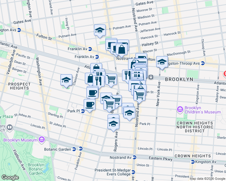 map of restaurants, bars, coffee shops, grocery stores, and more near in Brooklyn