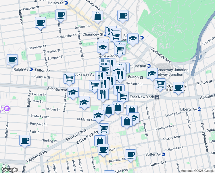 map of restaurants, bars, coffee shops, grocery stores, and more near 29 Monaco Place in Brooklyn