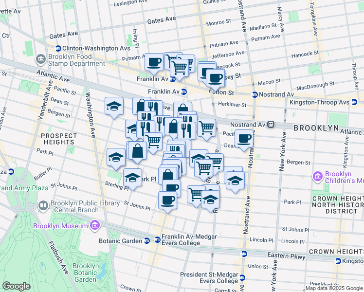 map of restaurants, bars, coffee shops, grocery stores, and more near 945 Bergen Street in Brooklyn