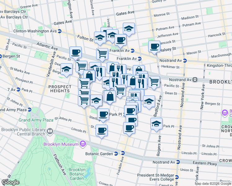 map of restaurants, bars, coffee shops, grocery stores, and more near 679 Classon Avenue in Brooklyn