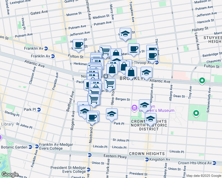 map of restaurants, bars, coffee shops, grocery stores, and more near in Brooklyn