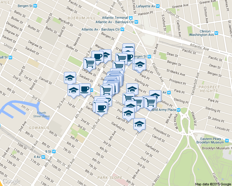 map of restaurants, bars, coffee shops, grocery stores, and more near in Brooklyn