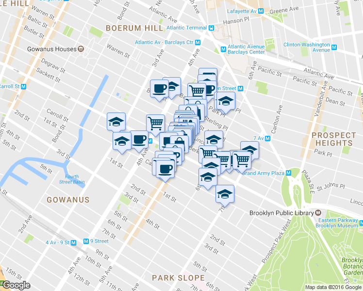 map of restaurants, bars, coffee shops, grocery stores, and more near in Brooklyn