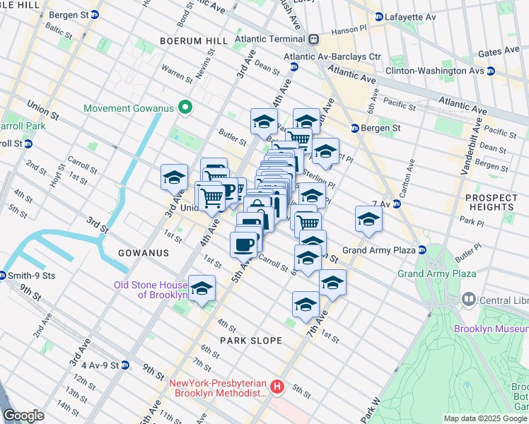 map of restaurants, bars, coffee shops, grocery stores, and more near in Brooklyn