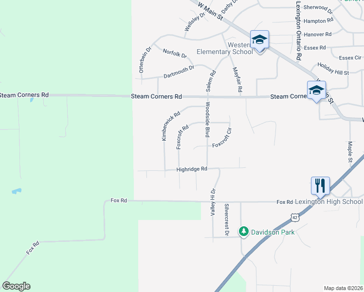 map of restaurants, bars, coffee shops, grocery stores, and more near 135 Foxcroft Road in Mansfield