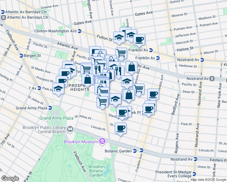 map of restaurants, bars, coffee shops, grocery stores, and more near 392 Saint Marks Avenue in Brooklyn