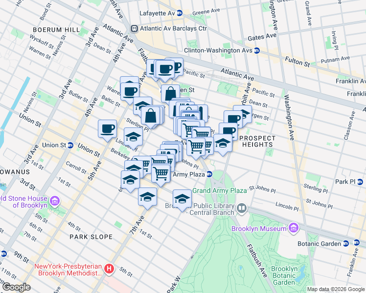 map of restaurants, bars, coffee shops, grocery stores, and more near in Brooklyn