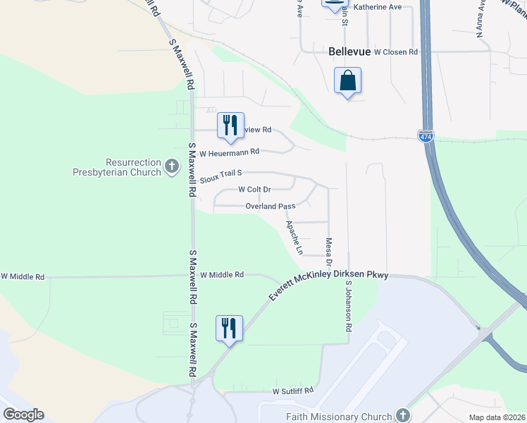 map of restaurants, bars, coffee shops, grocery stores, and more near 1024 South Commanche Drive in Peoria
