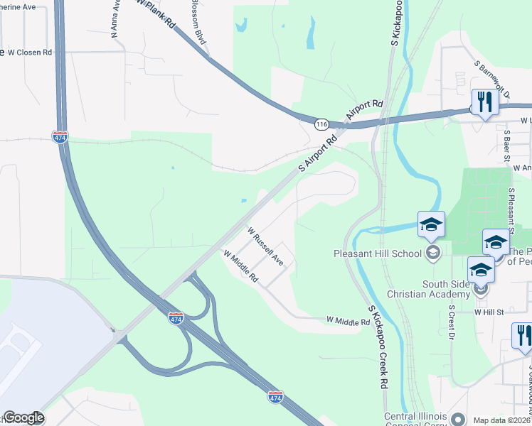 map of restaurants, bars, coffee shops, grocery stores, and more near 1007 South Schmidt Avenue in Peoria