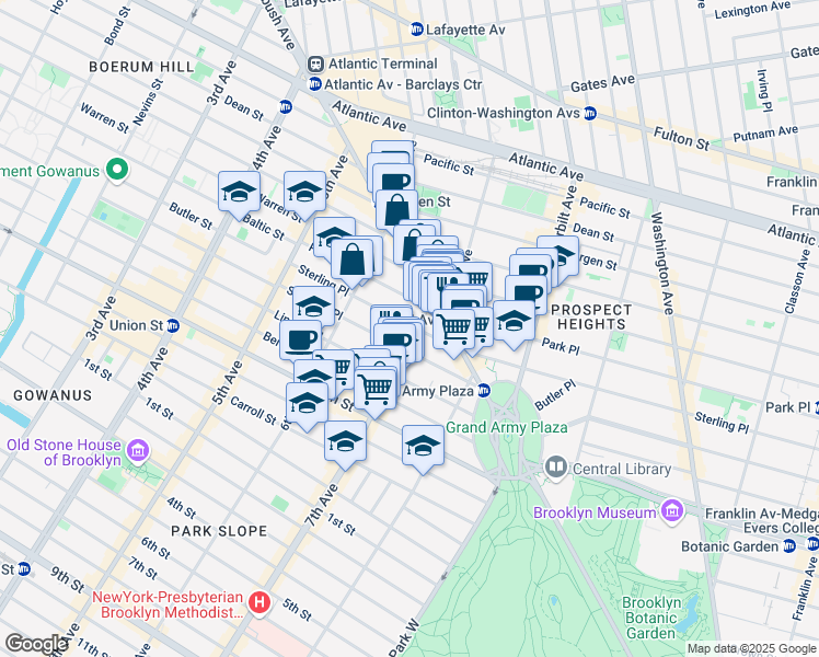 map of restaurants, bars, coffee shops, grocery stores, and more near 26 7th Avenue in Brooklyn