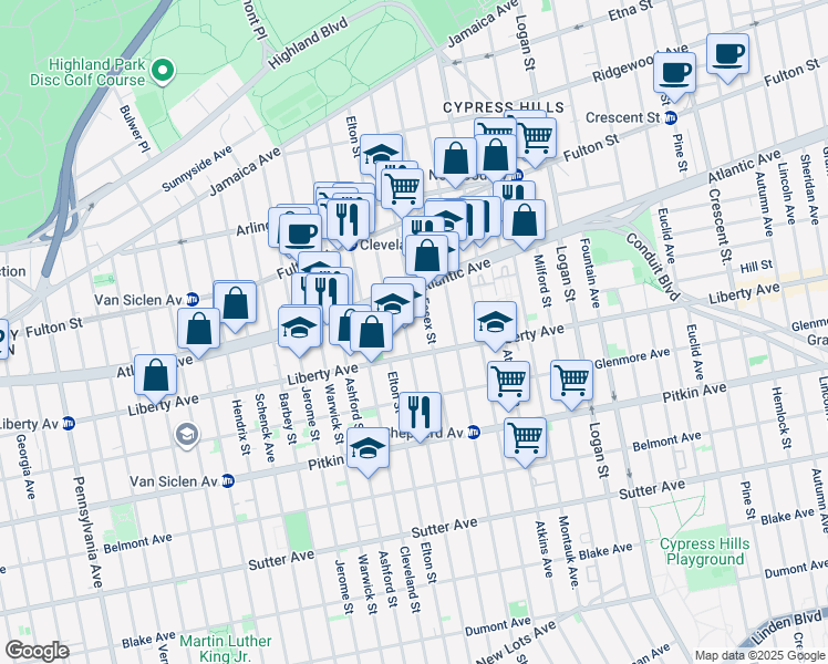 map of restaurants, bars, coffee shops, grocery stores, and more near in Brooklyn