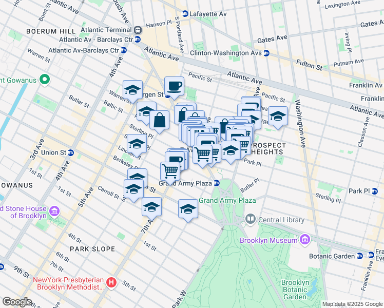 map of restaurants, bars, coffee shops, grocery stores, and more near 326 Flatbush Avenue in Brooklyn