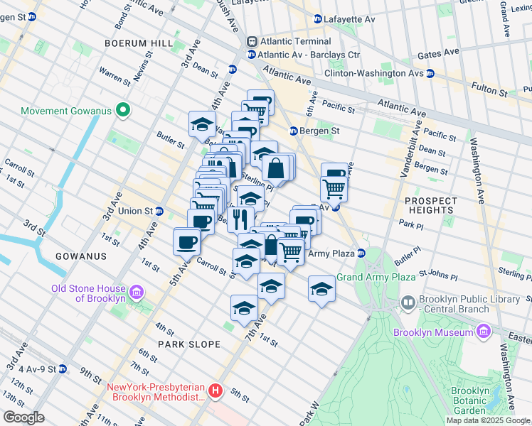 map of restaurants, bars, coffee shops, grocery stores, and more near 162 6th Avenue in Brooklyn