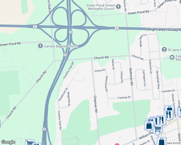 map of restaurants, bars, coffee shops, grocery stores, and more near 3761 Chipman Road in Easton