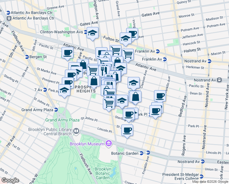 map of restaurants, bars, coffee shops, grocery stores, and more near in Brooklyn